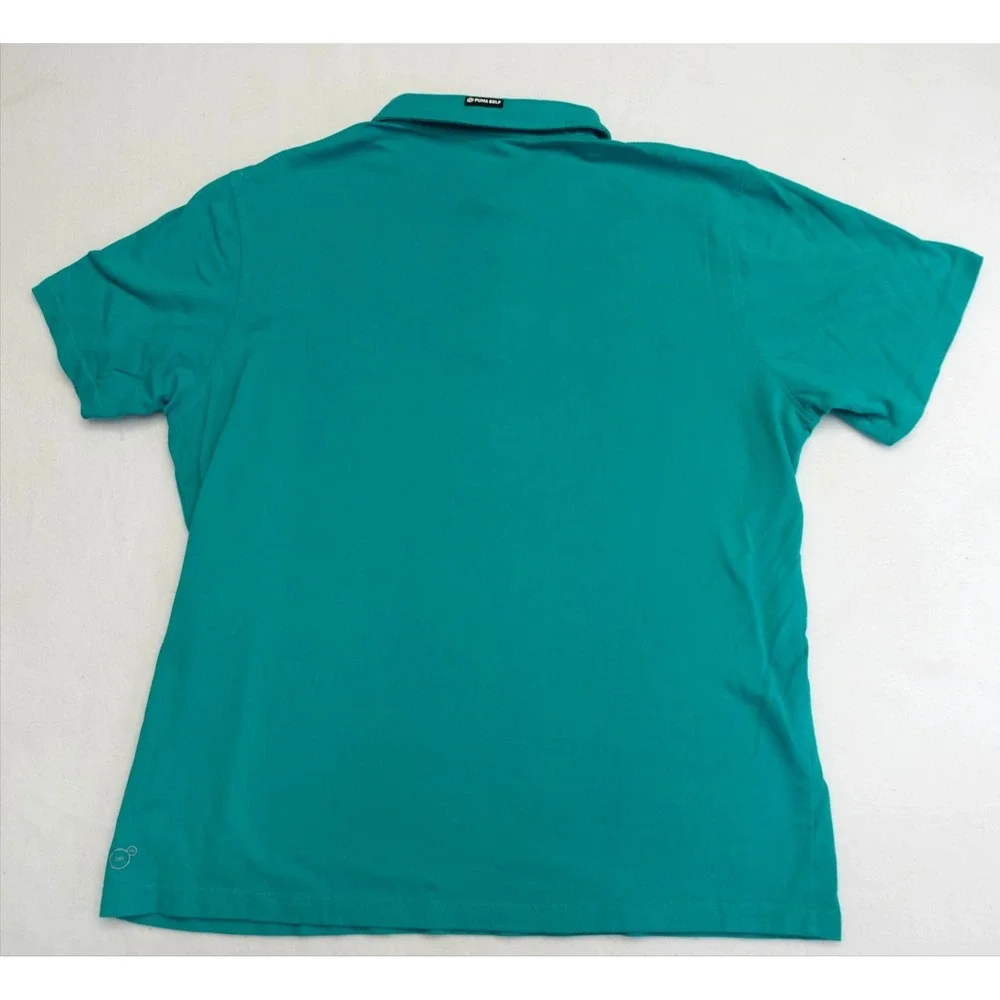 PUMA Golf Polo Mens XL Green Colorblock Shirt Moisture Wicking Short Sleeve